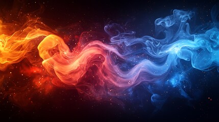 Abstract swirling fire and ice cosmic art