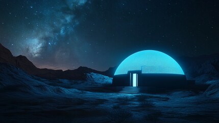 dome in the desert at starry night