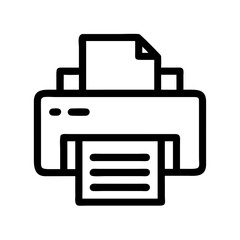 black and white printer icon in white backgroun