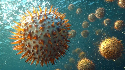 Underwater Spiky Orb Swarm: A Microscopic Journey
