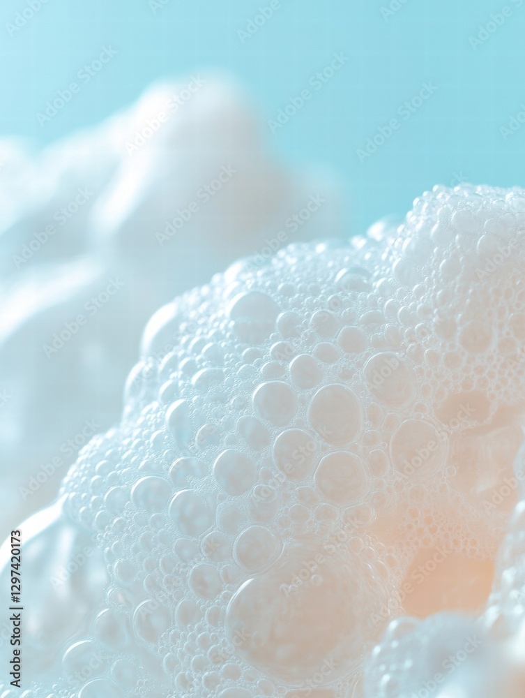 Fototapete Foam bubbles create a soft texture in a serene aquatic environment during daylight. Generative AI