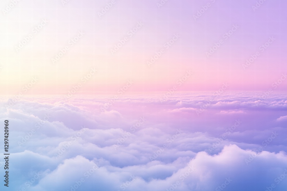 Aufkleber Serene pastel clouds stretching across a twilight sky above the horizon at sunset in a tranquil atmosphere. Generative AI