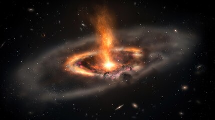 Stunning depiction of a black hole consuming surrounding matter in deep space, showcasing cosmic phenomena