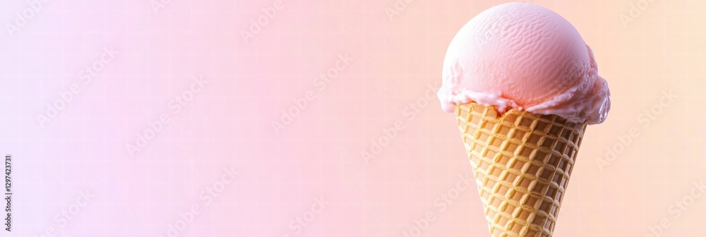 Aufkleber Enjoying a delicious pink ice cream cone on a warm sunny day in a vibrant summer setting. Generative AI