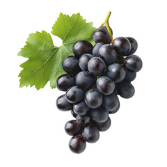 Fototapeta premium a cluster of dark purple grapes with a green leaf. showcasing their natural freshness and appeal the fruit's glossy texture and vibrant color. making it suitable for food-related contexts. such as rec