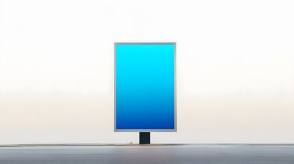 A standalone outdoor advertising billboard with a blue screen display