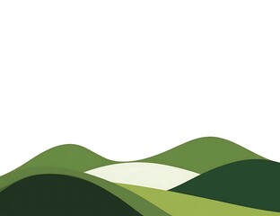 Obraz premium A serene minimalist illustration of green mountains featuring clean lines and subtle gradients. The calming color tones create a tranquil atmosphere, perfect for evoking peace and simplicity.