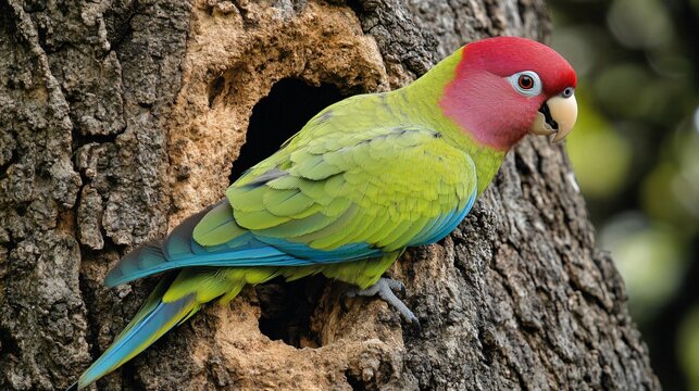 Vibrant Plum-Headed Parakeet in Natural Habitat - Exotic Bird Watching