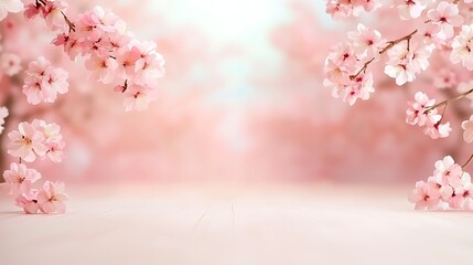 Fototapeta premium Blossoming cherry flowers in nature enchanting flora display serene environment close-up view