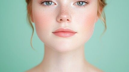 Close-up portrait of woman with flawless skin, studio shot
