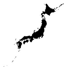 Black Silhouette Japan Map Asian Country