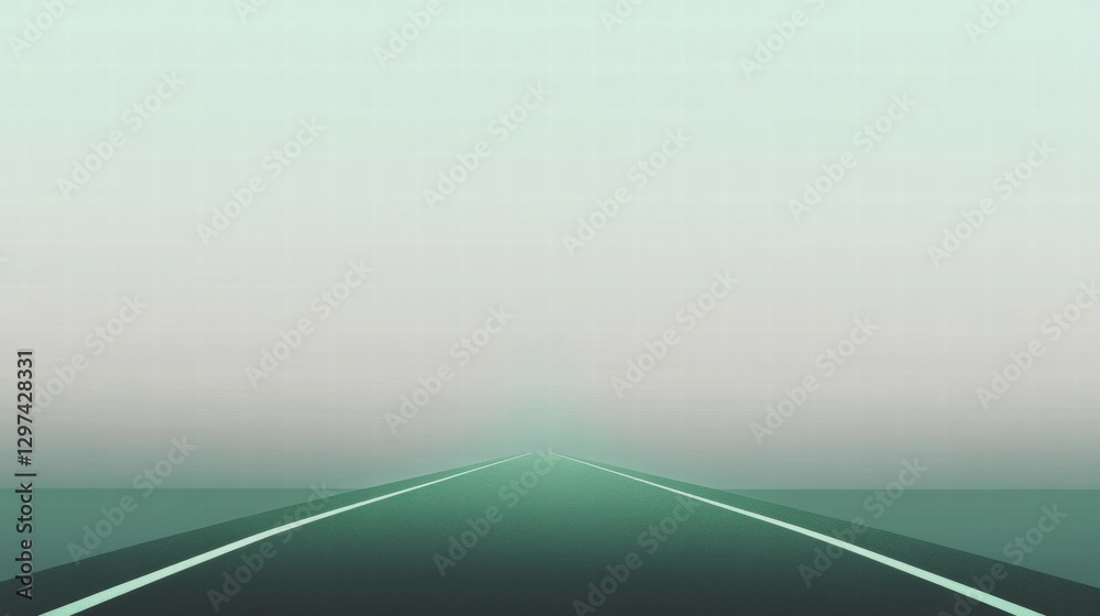 Leinwandbilder Road stretches into dense fog creating a sense of mystery and isolation in a quiet landscape. Generative AI