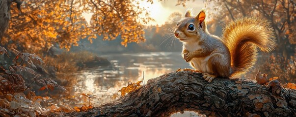 Obraz premium Happy Fun Creature Creation: A Pretty Squirrel in the Forest!