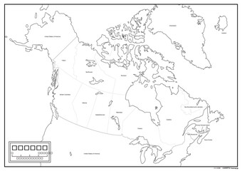Canada blank map with provincial/territorial divisions