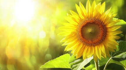 Obraz premium Vibrant sunflower basking in sunlight, radiating warmth and joy.