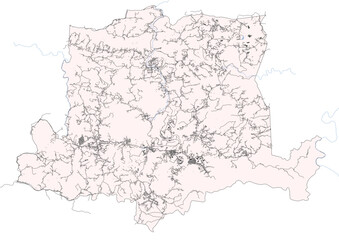 Obraz premium vector map of buildings, waterway and highways in the barranquitas town of puerto rico with pink and black colors