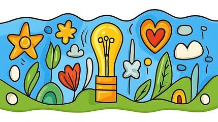 Naklejka premium Bright Ideas Bloom In A Colorful Garden Landscape