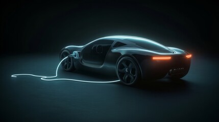 Obraz premium Electric vehicle charging, symbolizing sustainable mobility and eco-conscious innovation. 