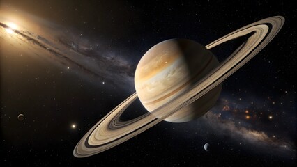 Saturn with rings 3D Space and Planet Visualization animation UHD 4K 