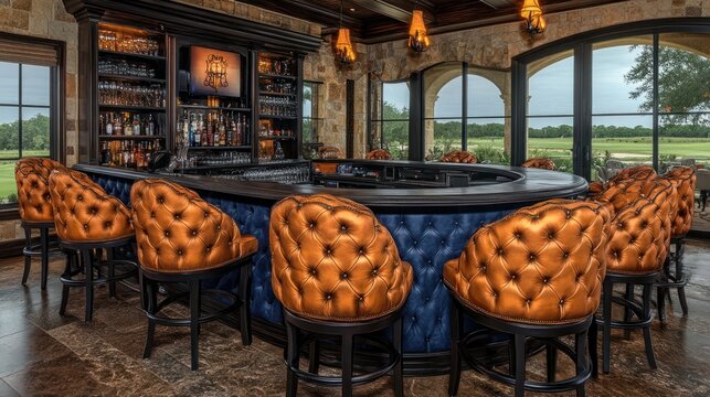 Luxurious Golf Club Bar with Scenic View