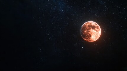 A vibrant full moon glowing against a starry night sky, evoking a sense of tranquility