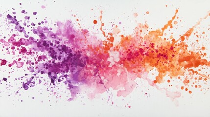 Fototapeta premium Vibrant watercolor explosion in purples, pinks, and oranges.