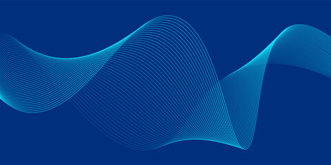 Abstract glowing wave lines on dark blue background. Dynamic wave pattern. Modern flowing wavy lines. Futuristic technology concept. © m