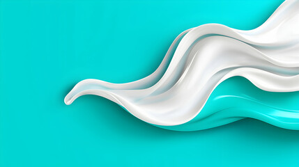 Abstract White and Teal Fluid Wave Background