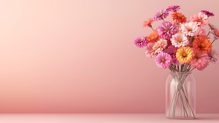 Naklejka premium Floral arrangement of colorful flowers in a jar nature scene soft background vibrant flora