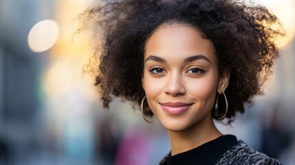Graceful woman exuding elegance and poise in soft light.
