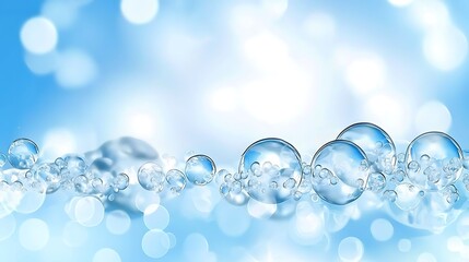 Air Bubbles Floating in Clear Blue Water