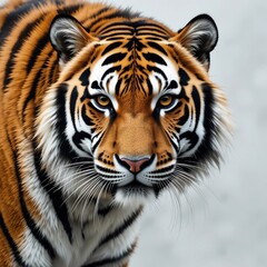 Fototapeta premium Majestic Bengal Tiger Close Up Powerful Orange Stripes Intense Gaze Wildlife Portrait