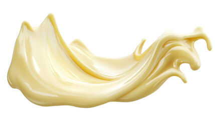 Fototapeta premium Creamy Vanilla Sauce Splash on Transparent Background, Delicious Dessert Topping for Sweet Food and Baking