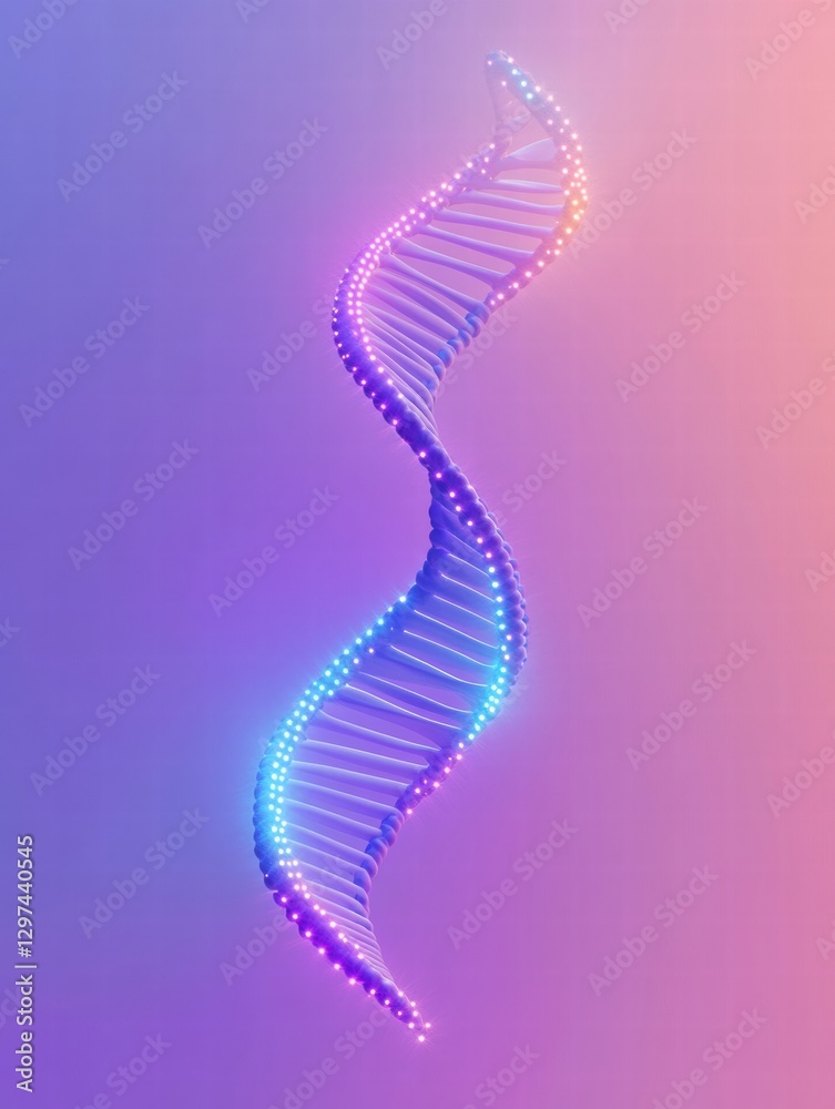 Poster glowing dna helix representing future scientific advancements and biotechnological research in a vib