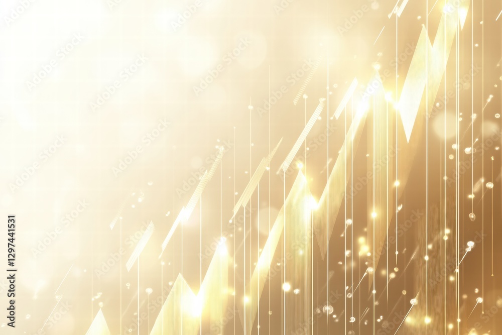 Aufkleber Stock market trends display upward movement with golden indicators and light effects during an abstract presentation. Generative AI