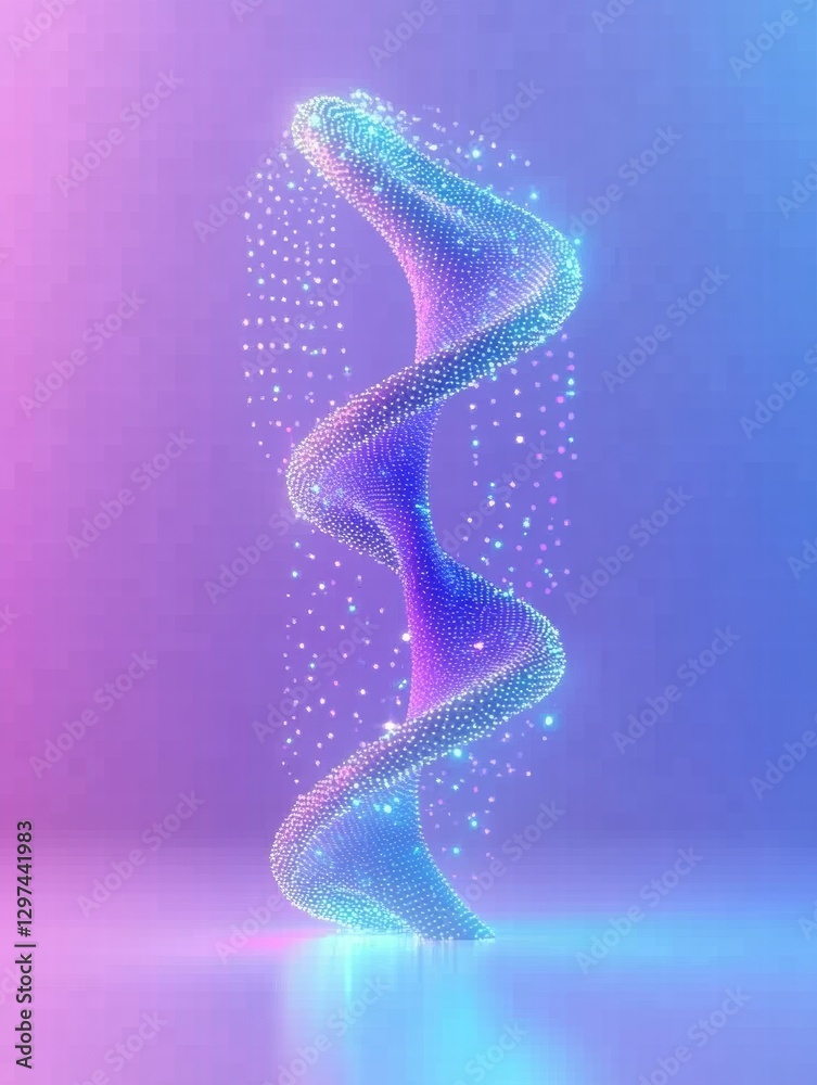 Poster illuminated dna helix stands in a vibrant futuristic setting showcasing scientific innovation and ge