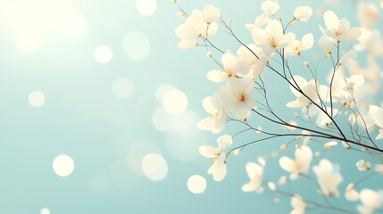 Fototapeta premium Delicate white flowers in nature's embrace soft background flora and light serenity