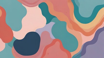 Minimalist hand drawn fluid shapes background soft pastel