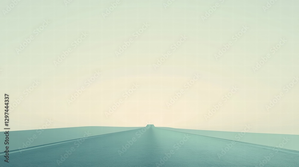 Poster open road stretches into distance beneath clear sky at dawn, symbolizing new beginnings and endless 