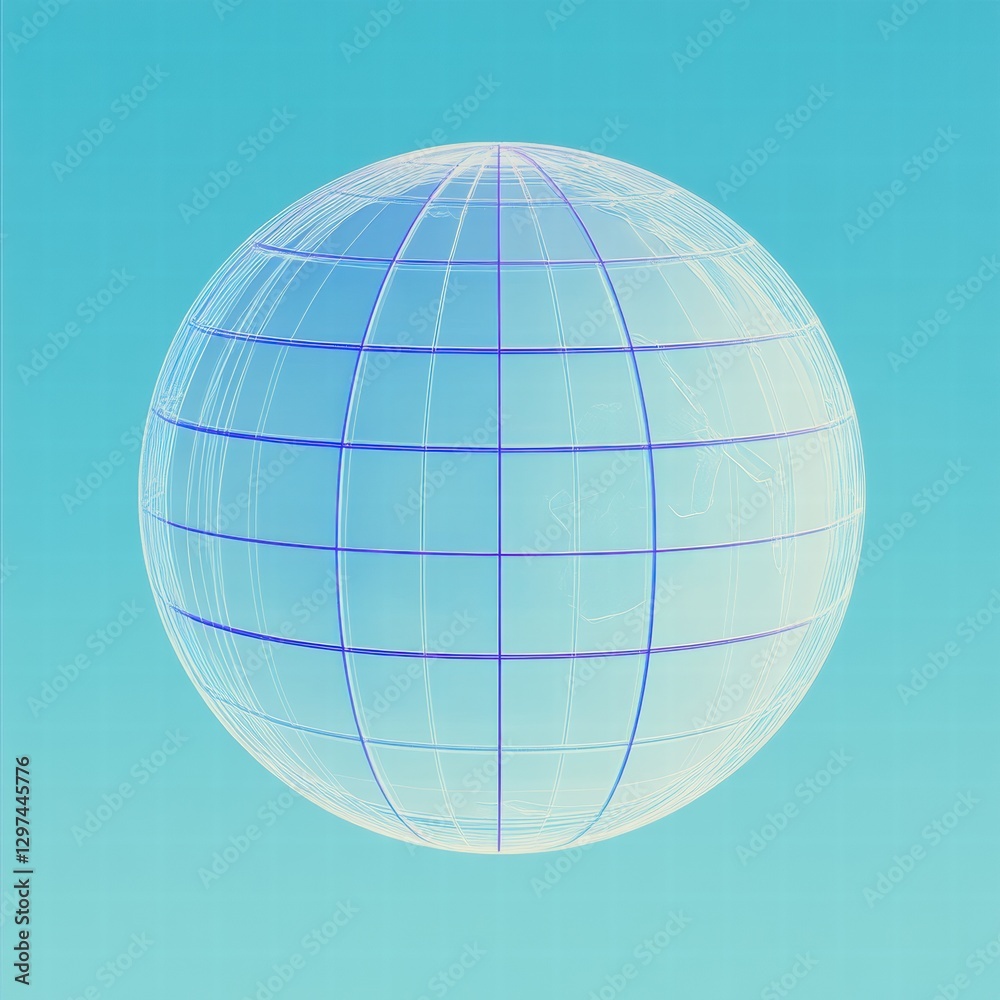 Aufkleber creative digital globe design with grid lines set against a blue background during a contemporary ar