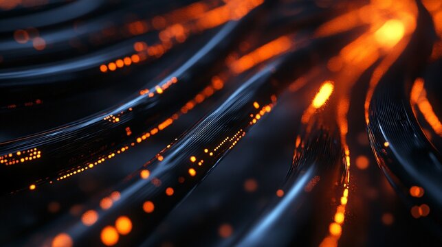 High-Quality Close-up View of Fiber Optic Cables for Data Transmission and Connectivity