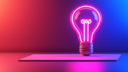 Illuminating creativity neon lightbulb display studio digital art modern close-up innovation