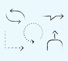 Collection hand drawn arrows. Set Doodle Arrow isolated on white background. Arrow mark icons. Arrow brush stroke stock vector.