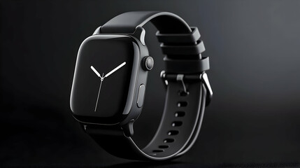 Sleek Black Smartwatch Mockup with Dark Background