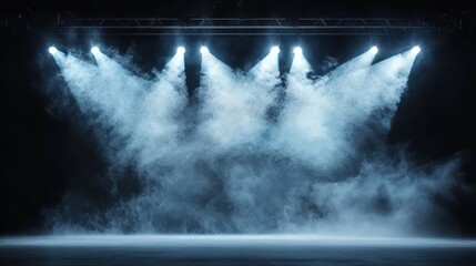 stage lights with smoke on a dark background.