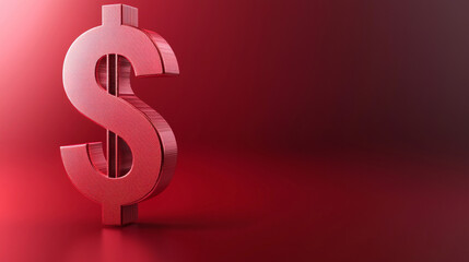 Obraz premium red dollar sign symbol stands prominently against matching red background