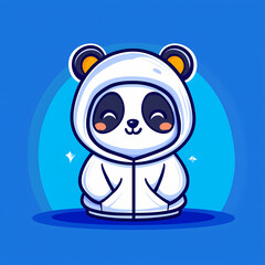 Kawaii panda character in cozy hoodie with cheerful expression