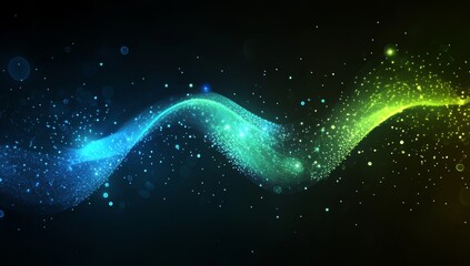 Obraz premium Abstract swirling glowing particles in dark space