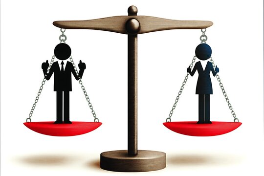 A central scale with weights labeled cost and profit, tipping favorably toward profit while a cartoon manager stands with thumbs up. Bold outlines delineate each weight in bright colors, set 