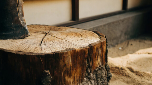 Emotional inspirational text. Emotional image of an old tree trunk with rings, symbolizing calmness and mindfulness through inspirational quotes. Calm Mindfulness Quotes.